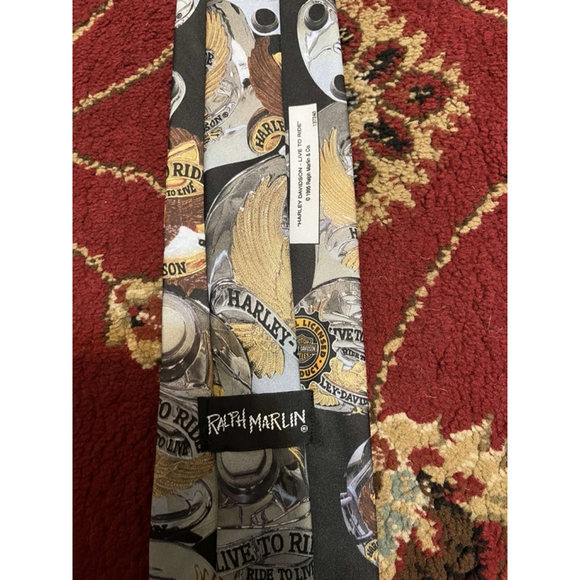 Men’s Vintage Ralph Marlin X Harley Davidson “Live to Ride” Necktie - Picture 4 of 6